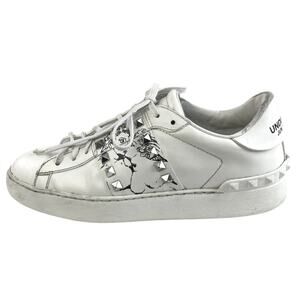 Valentino Garavani Rockstud Women's White Lace Up Low Top Leather Sneakers Sz 9